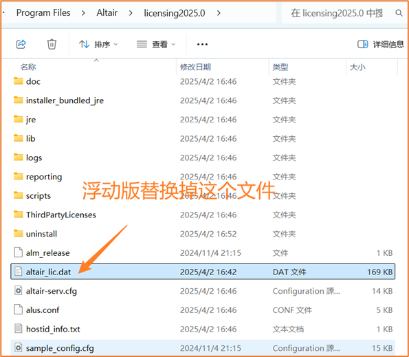 Altair浮动版许可存放位置