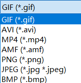 支持保存的视频格式 avi, mp4和gif